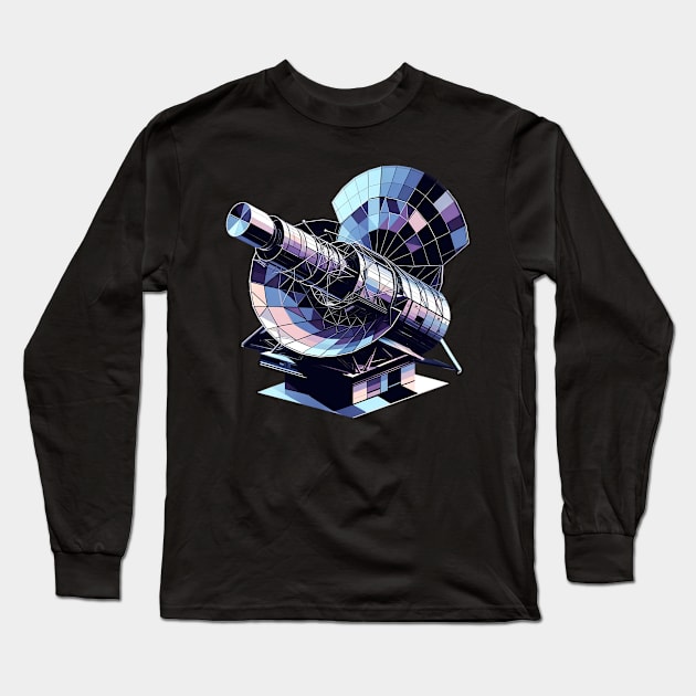 Cosmic Viewfinder | Geometric Observatory Telescope Tee Long Sleeve T-Shirt by Graphic Wonders Emporium